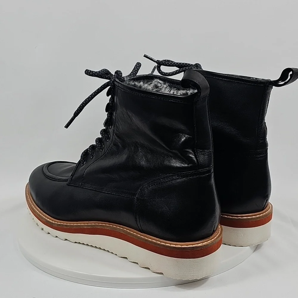 Vintage Foundry Co Jimara Black Leather Moc Toe Boots 10.5 NWOT City Boy Indie